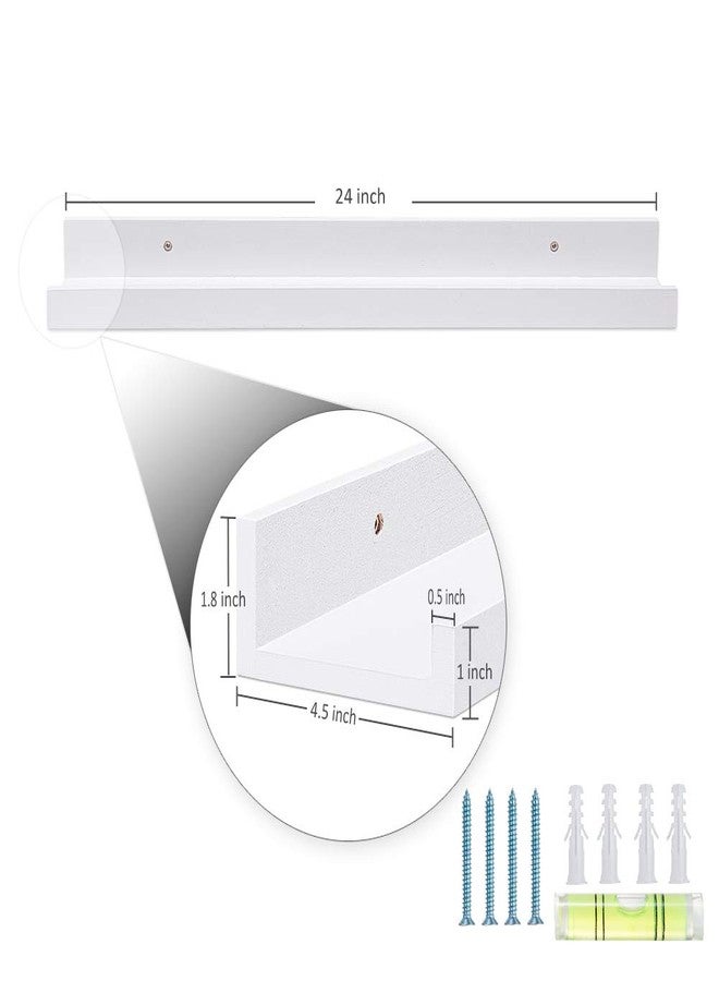 AZSKY 24 Inch Picture Ledge Shelf Floating Shelves Wall Mounted Set of 2 White - Image 2